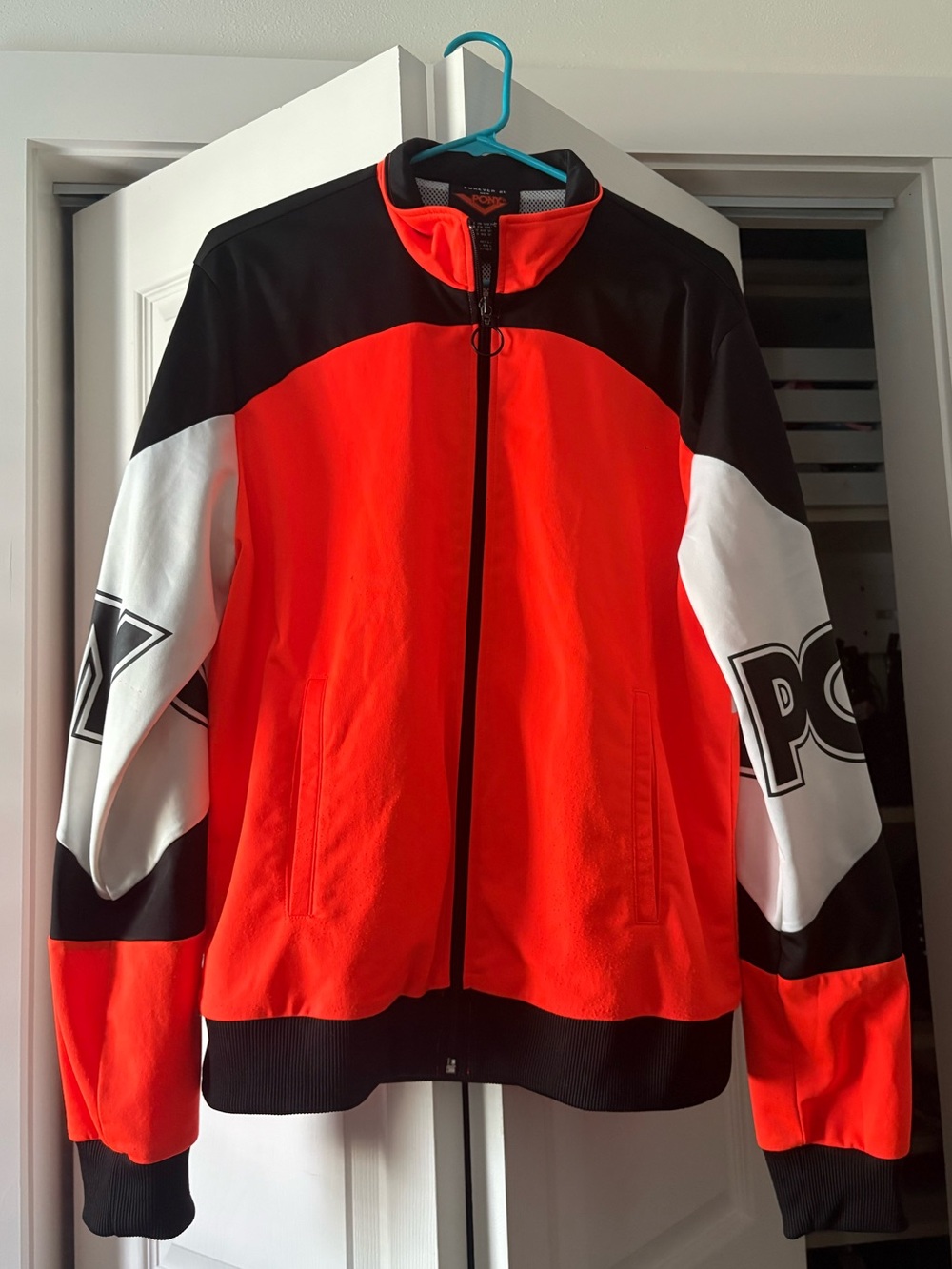 Men’s Forever 21 x Pony colorblock neon orange Jacket